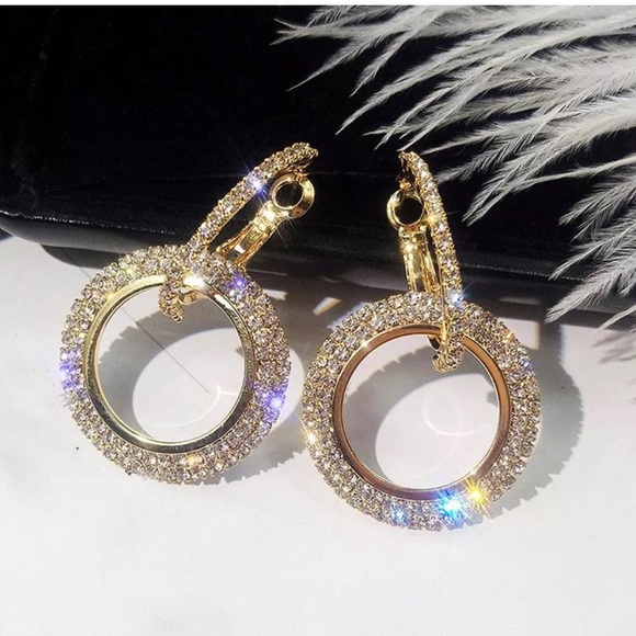 Jewelry - Rose Gold Crystal Luxury Hoop Earrings